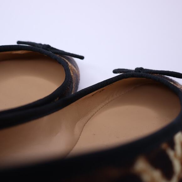 BANANA REPUBLIC Leopard Fur Ballet Flats Black Brown Round Toe Casual Women's 6M - Picture 5 of 8